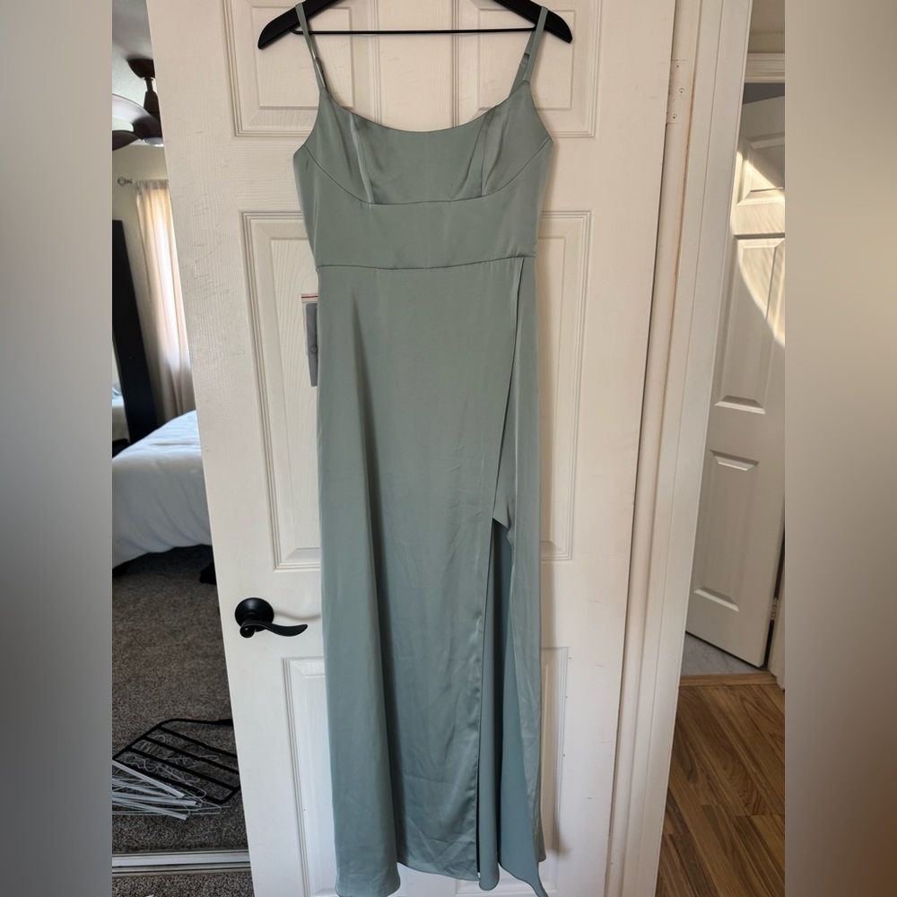 Azazie agave green bridesmaid dress